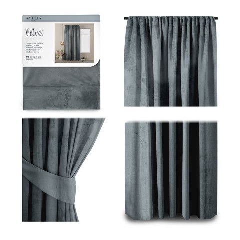 - CURT/AH/VELVET/PLEAT/CHARCOAL/N/140X245/1PC