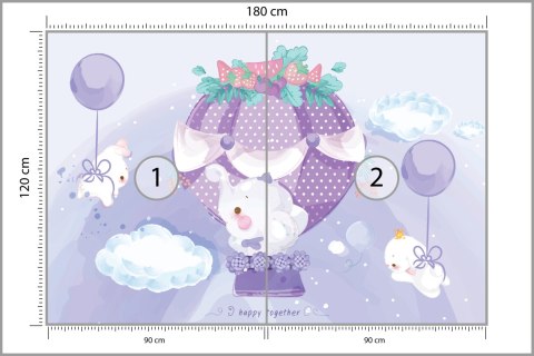 Fototapeta Bajkowe Zwierzątka Z Balonikami Flizelina Zmywalna 180x120 FT-2745-VEML180-120