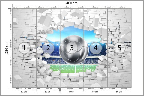 Fototapeta 3D Cegła, Piłka Nożna Tapeta Samoprzylepna 400x280 FT-1941-SK400-280