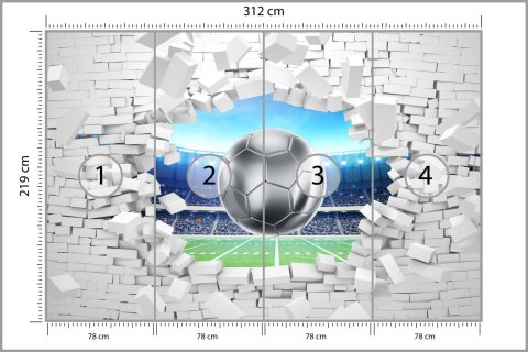 Fototapeta 3D Cegła, Piłka Nożna Tapeta Samoprzylepna 416x254 FT-1941-SKXXXL