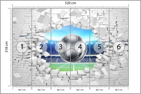 Fototapeta 3D Cegła, Piłka Nożna Tapeta Samoprzylepna 520x318 FT-1941-SKXXXXXL