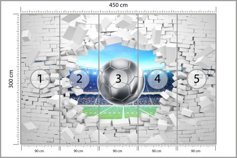 Fototapeta 3D Cegła, Piłka Nożna Vinyl Strukturalny 450x300 FT-1941-VS450-300