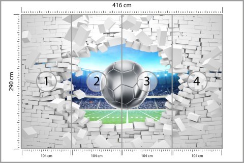 Fototapeta 3D Cegła, Piłka Nożna Flizelina Zmywalna 416x290 FT-1941-VEMLXXXXL