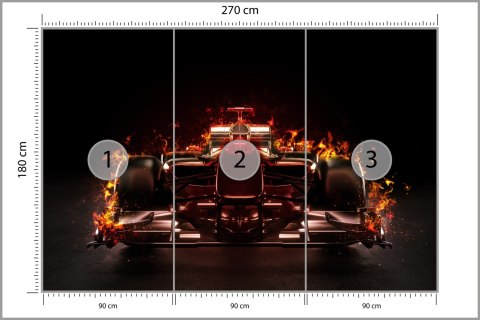 Fototapeta Płonący Bolid F1 Tapeta Samoprzylepna 270x180 FT-3789-SK270-180