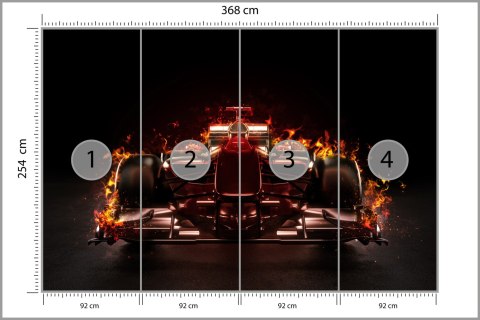 Fototapeta Płonący Bolid F1 Vinyl Gładki 368x254 FT-3789-VG8