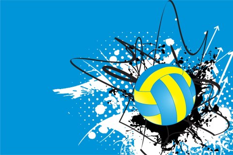 Fototapeta Piłka Siatkowa Na Tle Abstrakcyjnych Wzorów Vinyl Strukturalny 360x240 FT-3167-VS360-240