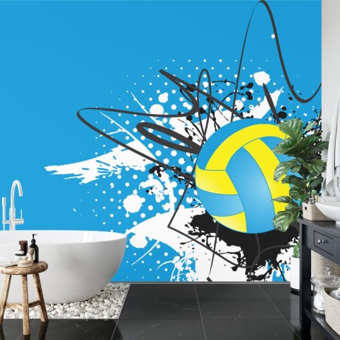 Fototapeta Piłka Siatkowa Na Tle Abstrakcyjnych Wzorów Vinyl Strukturalny 360x240 FT-3167-VS360-240