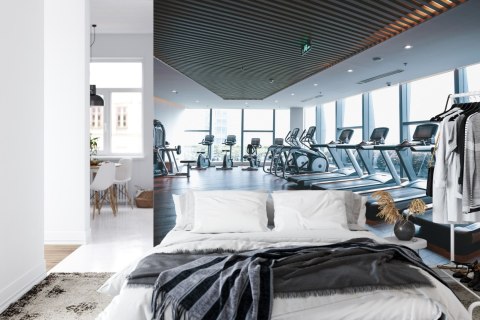 Fototapeta Wnętrze Nowoczesnej Siłowni 3D Flizelina 405x270 FT-3964-VE405-270