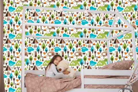 Tapeta Drzewa Zieleń Góry Lisy, Do Pokoju Chłopca Flizelina 53x1000 TR-1782-VER-53
