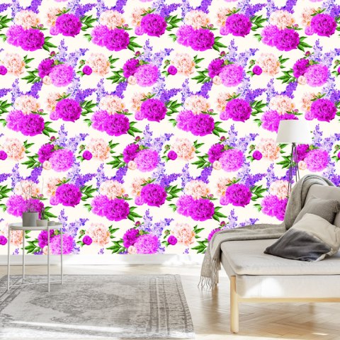 Tapeta Piękne Kolorowe Lilie I Peonie Flizelina 53x1000 TR-1129-VER-53