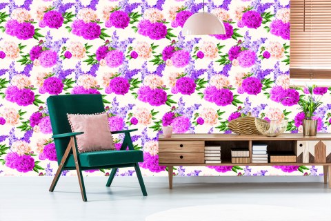 Tapeta Piękne Kolorowe Lilie I Peonie Flizelina 53x1000 TR-1129-VER-53