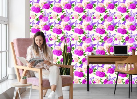 Tapeta Piękne Kolorowe Lilie I Peonie Flizelina 53x1000 TR-1129-VER-53