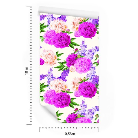 Tapeta Piękne Kolorowe Lilie I Peonie Flizelina 53x1000 TR-1129-VER-53