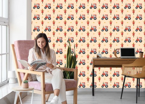 Tapeta Traktory Ze Strachami Na Wróble Flizelina 53x1000 TR-5863-VER-53