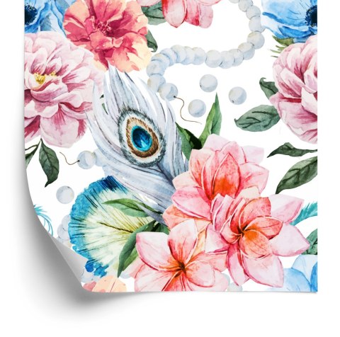 Tapeta Kwiaty, Pawie Pióra I Perły Flizelina 53x1000 TR-992-VER-53