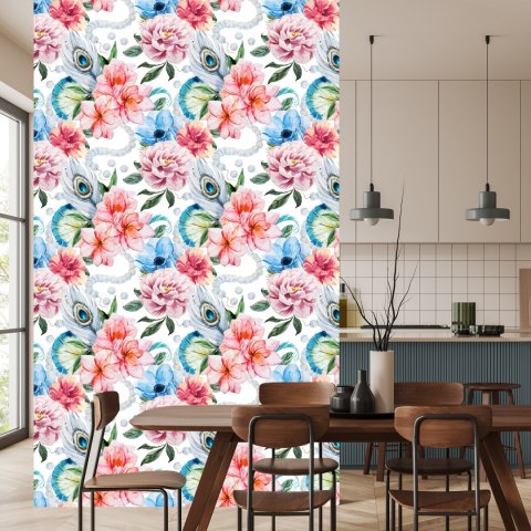 Tapeta Kwiaty, Pawie Pióra I Perły Flizelina 53x1000 TR-992-VER-53