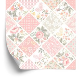 Tapeta Mozaika W Formie Patchworku Z Motylami I Kwiatami Flizelina 53x1000 TR-1264-VER-53