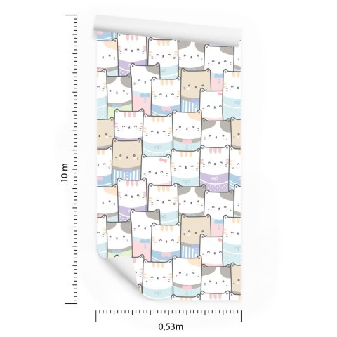 Tapeta Dla Dzieci - Kolorowe Kotki Flizelina 53x1000 TR-1740-VER-53