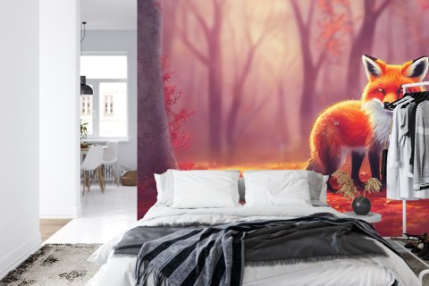 Fototapeta Woodland Fox In Autumn, Created With Ai, Artificial Intelligence Vinyl Gładki 300x210 FT-448486-VG300-210