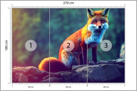 Fototapeta Fox Sitting In The Woods With Weird Eyes Flizelina 270x180 FT-448489-VE270-180