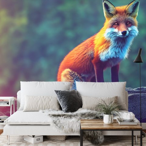 Fototapeta Fox Sitting In The Woods With Weird Eyes Flizelina Zmywalna 312x219 FT-448489-VEMLXXL