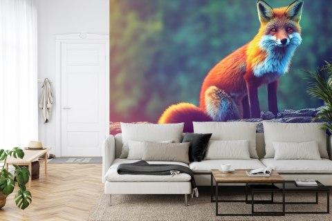 Fototapeta Fox Sitting In The Woods With Weird Eyes Flizelina Zmywalna 460x300 FT-448489-VEML12