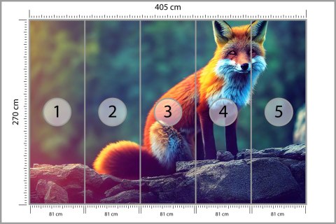 Fototapeta Fox Sitting In The Woods With Weird Eyes Vinyl Gładki 405x270 FT-448489-VG405-270