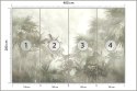 Fototapeta Tropical Trees And Leaves In Foggy Forest Wallpaper Design - 3D Flizelina 400x280 FT-448496-VE400-280
