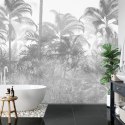 Fototapeta Tropical Trees And Leaves In Foggy Forest Wallpaper Design - 3D Vinyl Gładki 254x184 FT-448495-VG4