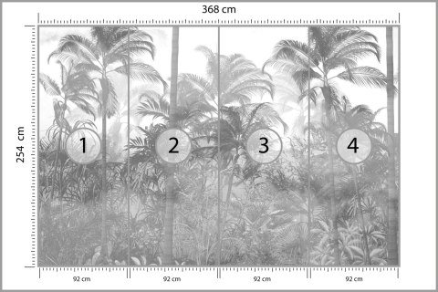 Fototapeta Tropical Trees And Leaves In Foggy Forest Wallpaper Design - 3D Vinyl Gładki 368x254 FT-448495-VG8