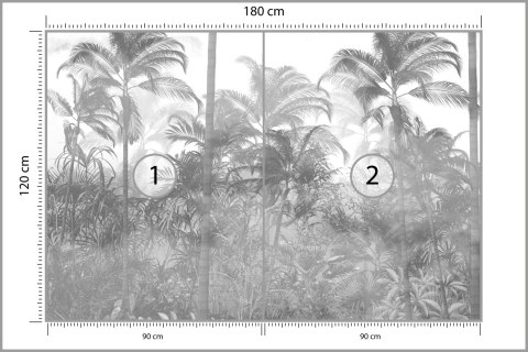 Fototapeta Tropical Trees And Leaves In Foggy Forest Wallpaper Design - 3D Vinyl Strukturalny 180x120 FT-448495-VS180-120