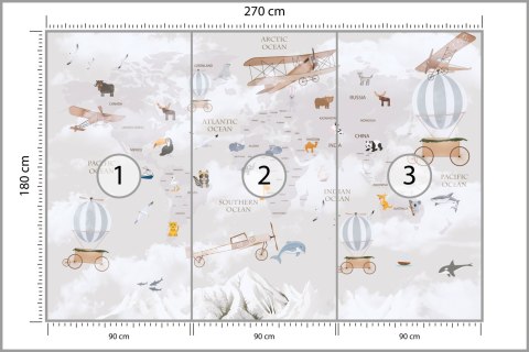 Fototapeta Animals World Map For Kids Wallpaper Design Flizelina 270x180 FT-448497-VE270-180
