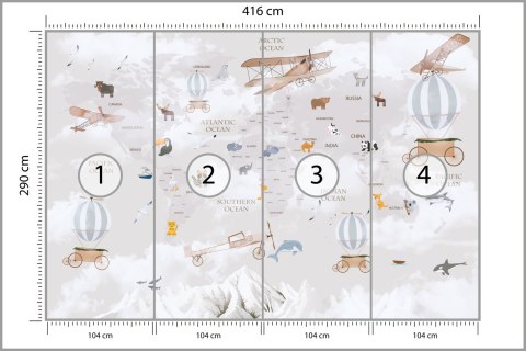 Fototapeta Animals World Map For Kids Wallpaper Design Flizelina 416x290 FT-448497-VEXXXXL