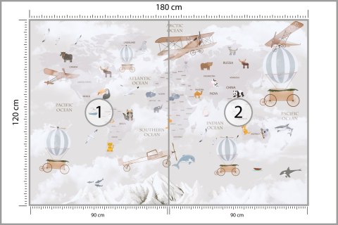 Fototapeta Animals World Map For Kids Wallpaper Design Tapeta Samoprzylepna 180x120 FT-448497-SK180-120