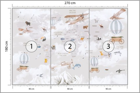 Fototapeta Animals World Map For Kids Wallpaper Design Tapeta Samoprzylepna 270x180 FT-448497-SK270-180