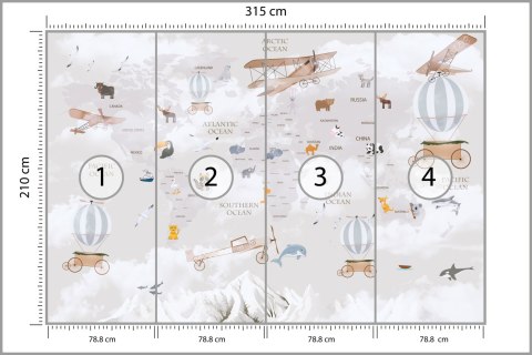 Fototapeta Animals World Map For Kids Wallpaper Design Tapeta Samoprzylepna 315x210 FT-448497-SK315-210