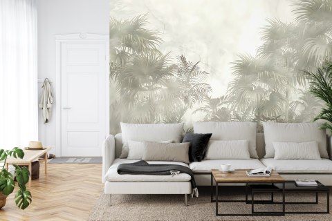 Fototapeta Tropical Trees And Leaves In Foggy Forest Wallpaper Design - 3D Flizelina 368x280 FT-448496-V10