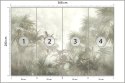 Fototapeta Tropical Trees And Leaves In Foggy Forest Wallpaper Design - 3D Flizelina 368x280 FT-448496-V10