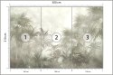 Fototapeta Tropical Trees And Leaves In Foggy Forest Wallpaper Design - 3D Flizelina Zmywalna 300x210 FT-448496-VEML300-210