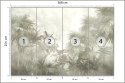Fototapeta Tropical Trees And Leaves In Foggy Forest Wallpaper Design - 3D Flizelina Zmywalna 368x254 FT-448496-VEML8