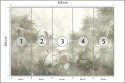 Fototapeta Tropical Trees And Leaves In Foggy Forest Wallpaper Design - 3D Flizelina Zmywalna 450x300 FT-448496-VEML450-300