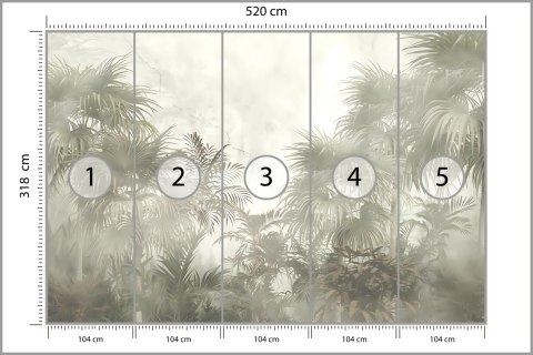 Fototapeta Tropical Trees And Leaves In Foggy Forest Wallpaper Design - 3D Flizelina Zmywalna 520x318 FT-448496-VEMLXXXXXL