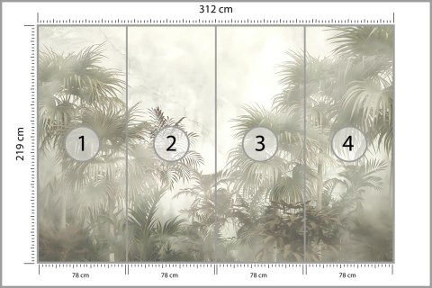 Fototapeta Tropical Trees And Leaves In Foggy Forest Wallpaper Design - 3D Tapeta Samoprzylepna 312x219 FT-448496-SKXXL
