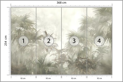 Fototapeta Tropical Trees And Leaves In Foggy Forest Wallpaper Design - 3D Tapeta Samoprzylepna 368x254 FT-448496-SK8