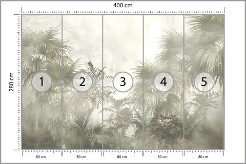 Fototapeta Tropical Trees And Leaves In Foggy Forest Wallpaper Design - 3D Tapeta Samoprzylepna 400x280 FT-448496-SK400-280