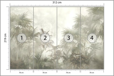 Fototapeta Tropical Trees And Leaves In Foggy Forest Wallpaper Design - 3D Tapeta Samoprzylepna 416x254 FT-448496-SKXXXL
