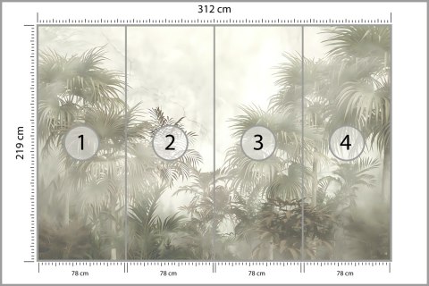 Fototapeta Tropical Trees And Leaves In Foggy Forest Wallpaper Design - 3D Vinyl Gładki 312x219 FT-448496-VGXXL