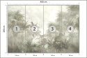 Fototapeta Tropical Trees And Leaves In Foggy Forest Wallpaper Design - 3D Vinyl Gładki 400x280 FT-448496-VG400-280