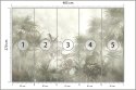 Fototapeta Tropical Trees And Leaves In Foggy Forest Wallpaper Design - 3D Vinyl Gładki 405x270 FT-448496-VG405-270
