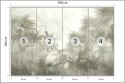 Fototapeta Tropical Trees And Leaves In Foggy Forest Wallpaper Design - 3D Vinyl Strukturalny 368x280 FT-448496-VS10